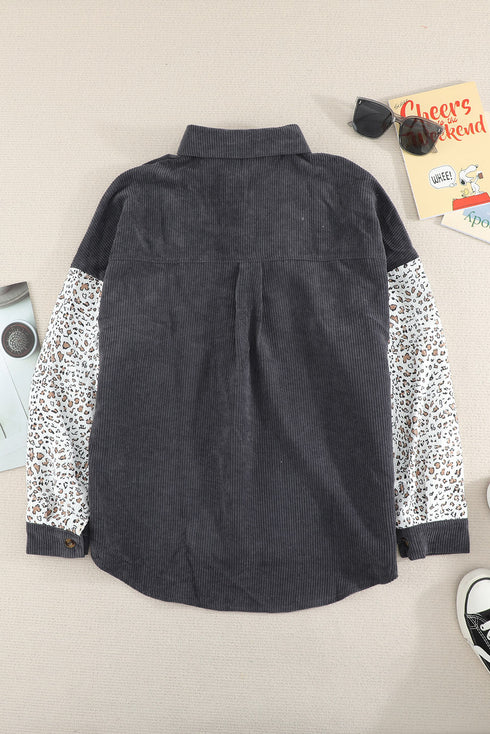 Patchwork Corduroy Buttoned Shirt Jacket